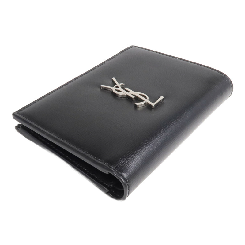 SAINT LAURENT 牛皮皮革Bi-fold Wallet銀扣錢包-3