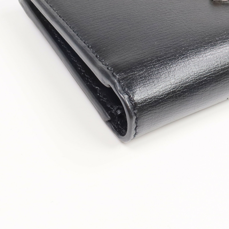 SAINT LAURENT 牛皮皮革Bi-fold Wallet銀扣錢包-7