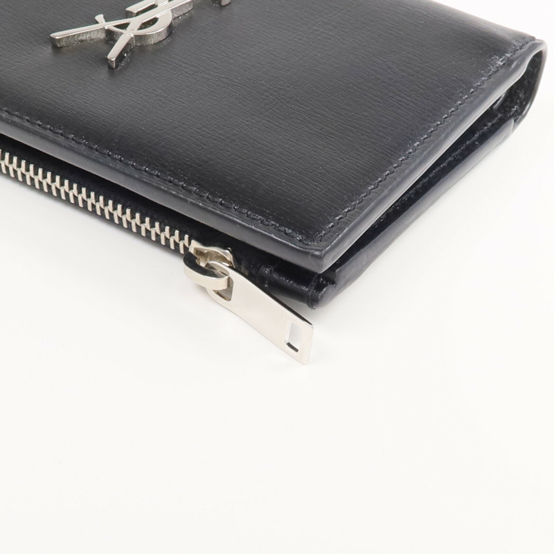 SAINT LAURENT 牛皮皮革Bi-fold Wallet銀扣錢包-9