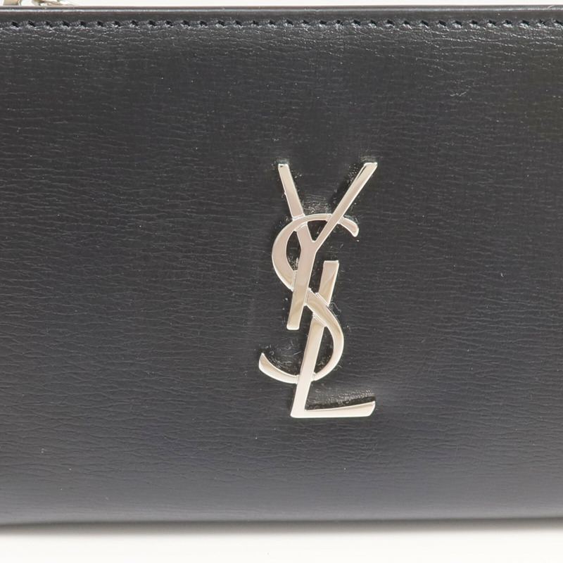 SAINT LAURENT 牛皮皮革Bi-fold Wallet銀扣錢包-11