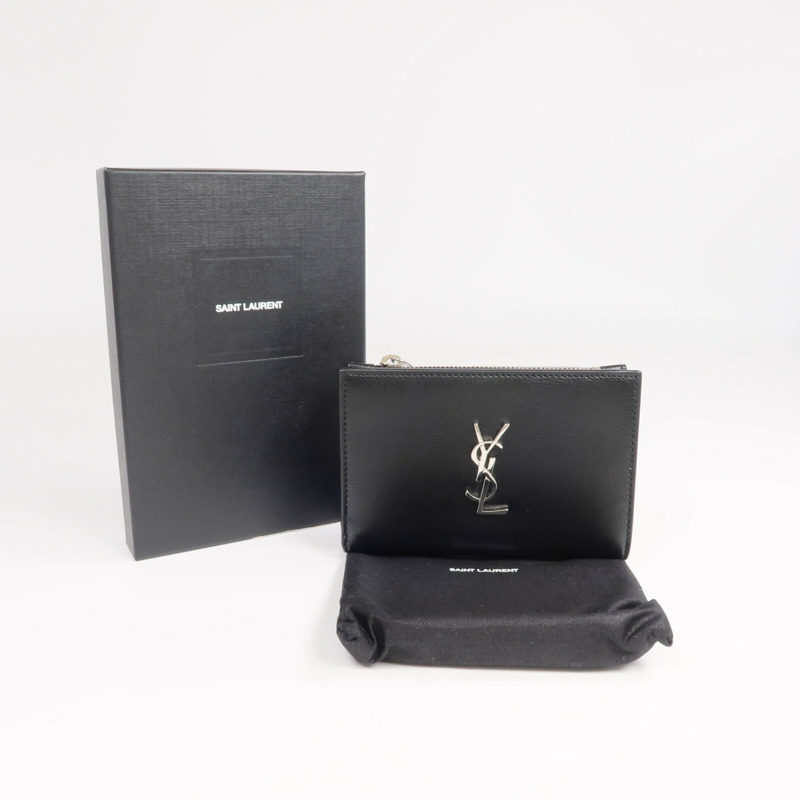 SAINT LAURENT 牛皮皮革Bi-fold Wallet銀扣錢包-17