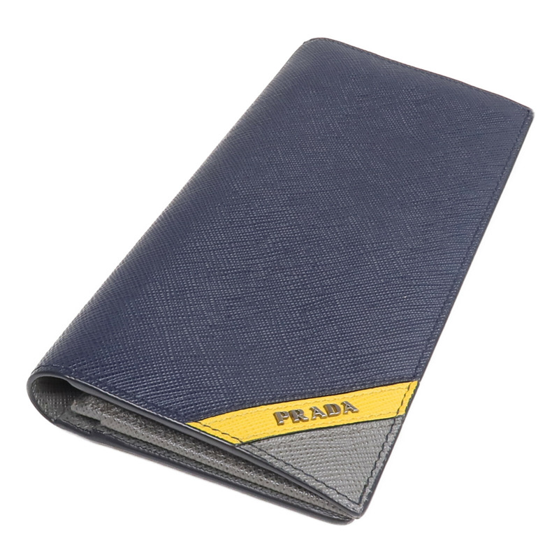 PRADA Saffiano皮革Long Wallet銀扣長錢包-3