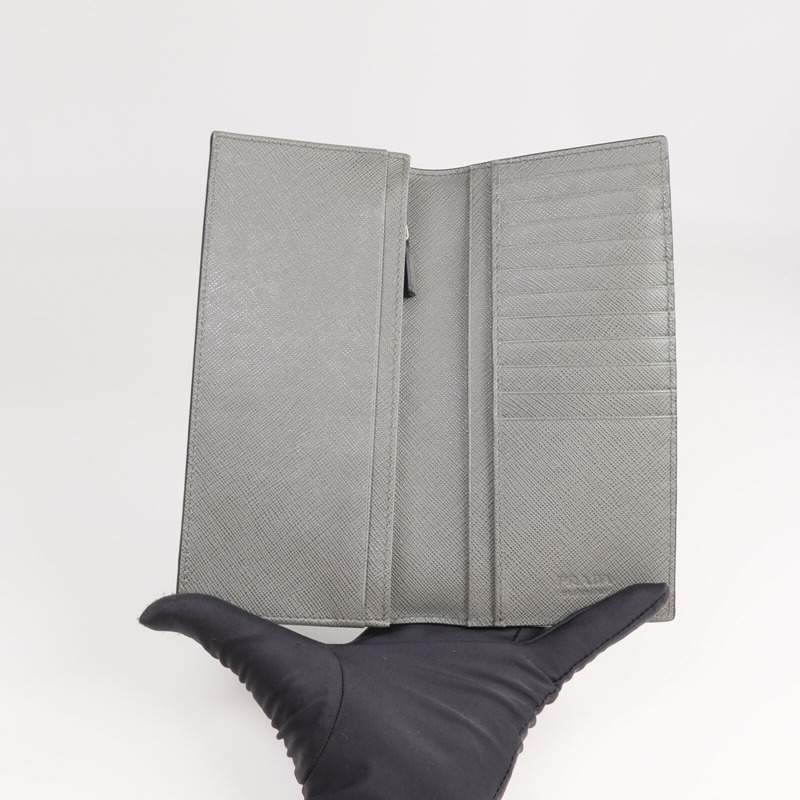 PRADA Saffiano皮革Long Wallet銀扣長錢包-10