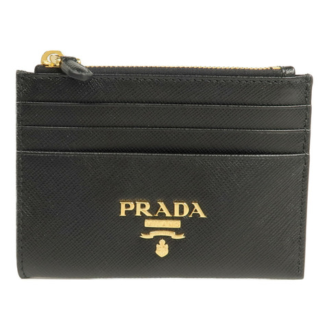 PRADA 牛皮皮革Coin Card Holder金扣卡片套/鎖匙包