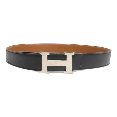 HERMES Togo/Box Calf皮革Constance Belt銀扣皮帶