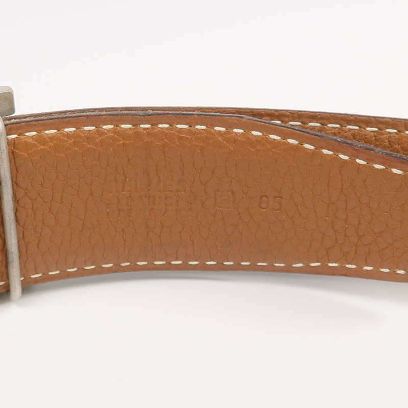 HERMES Togo/Box Calf皮革Constance Belt銀扣皮帶-5