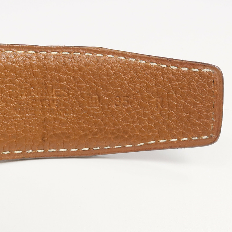 HERMES Togo/Box Calf皮革Constance Belt銀扣皮帶-13