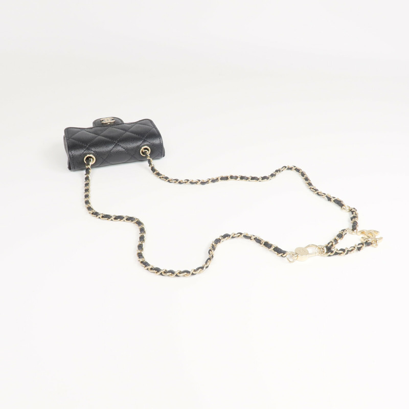 CHANEL 牛皮皮革Waist Bag金扣腰包-4