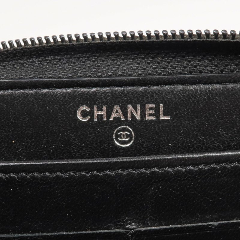 CHANEL 羊皮皮革Boy Long Wallet銀扣長錢包-14