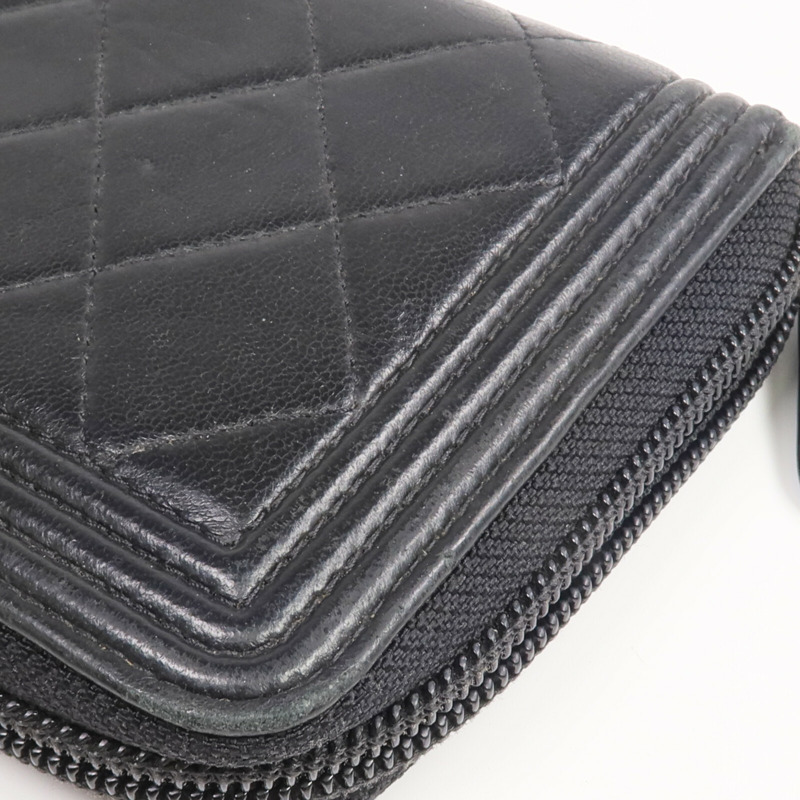 CHANEL 羊皮皮革Boy Long Wallet銀扣長錢包-20