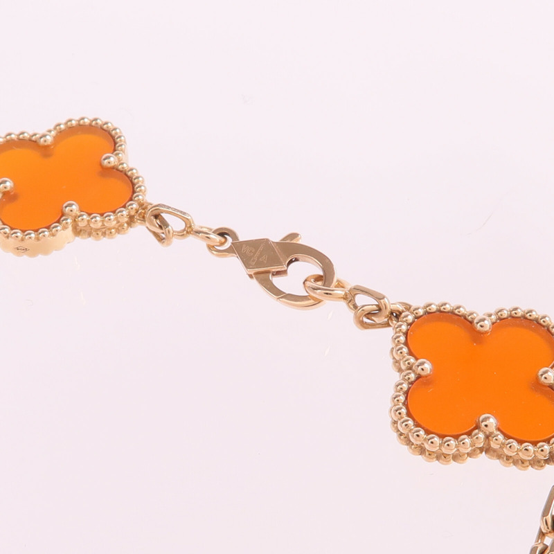 Van Cleef & Arpels 18K玫瑰金Vintage Alhambra Bracelet 5 Motifs紅玉髓手鏈-4