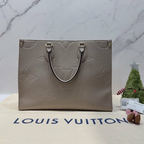 LV OnTheGo MM大象灰皮革托特包
