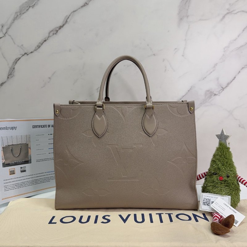 LV OnTheGo MM大象灰皮革托特包-1