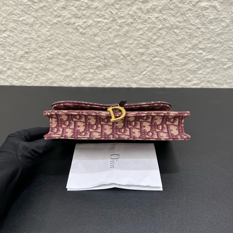 Dior迪奧紅色老花馬鞍鏈條包dior woc鏈條包單肩斜挎包-4
