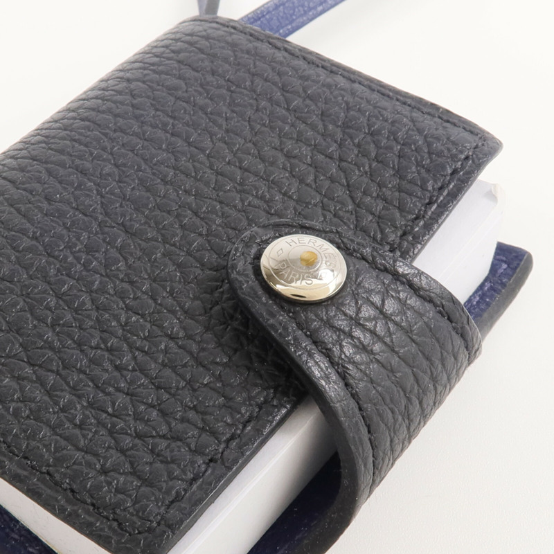 HERMES Clemence皮革Ulysse Nano銀扣掛飾Noir-4