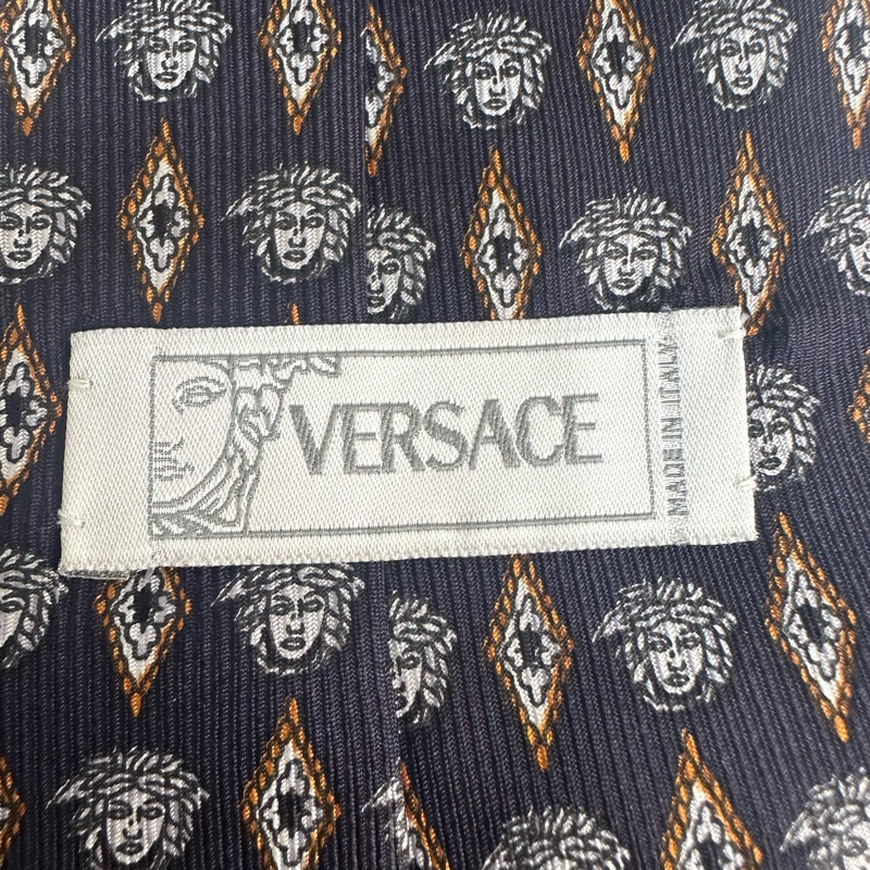 VERSACE 經典美杜莎菱格領帶 領結 絲綢（中古）-3