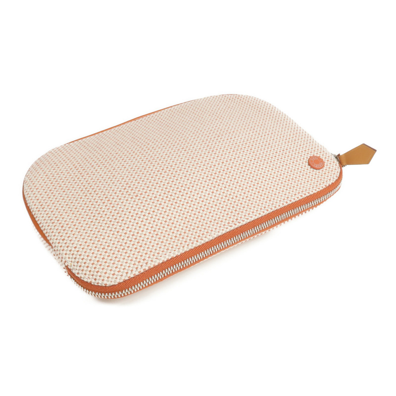 HERMES 帆布Echappee Case銀扣手拿包-4