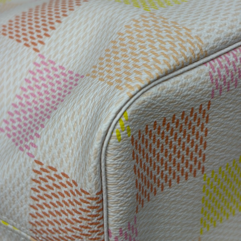 LV N40668 Neverfull MM 白色格紋 托特購物包 肩背包-6