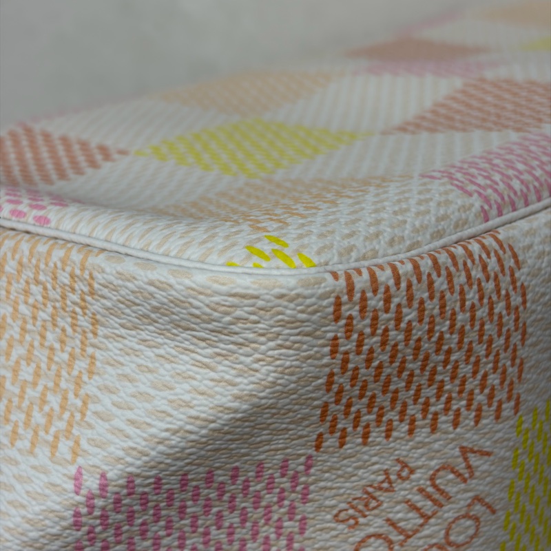 LV N40668 Neverfull MM 白色格紋 托特購物包 肩背包-8