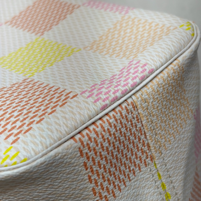 LV N40668 Neverfull MM 白色格紋 托特購物包 肩背包-10