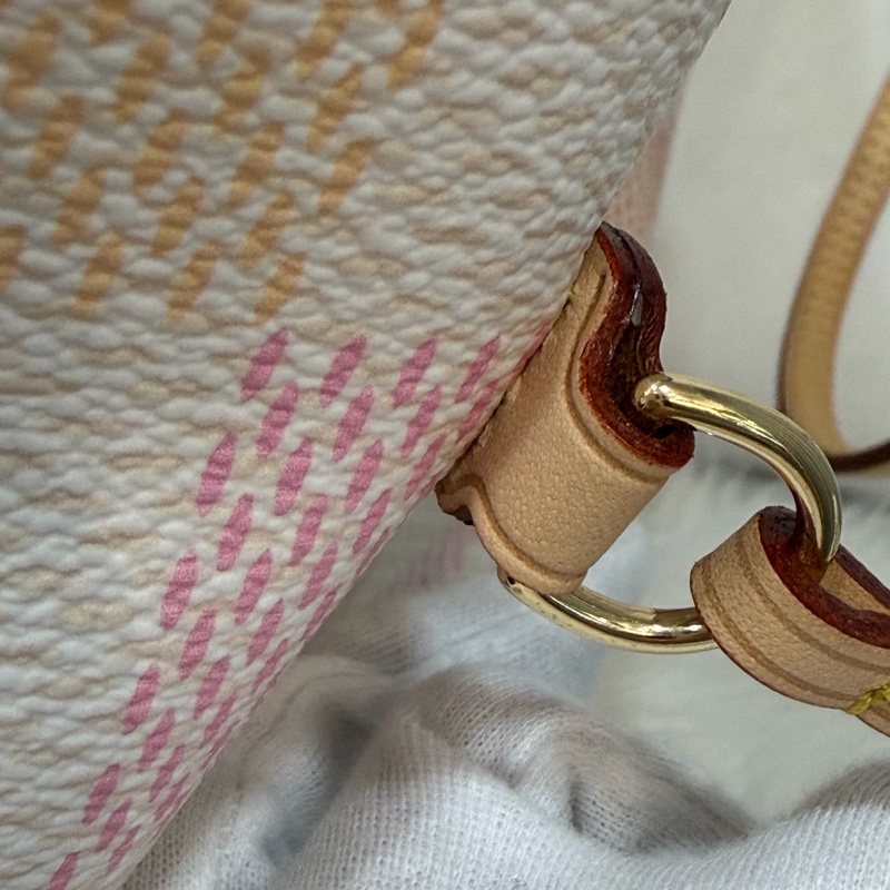 LV N40668 Neverfull MM 白色格紋 托特購物包 肩背包-24