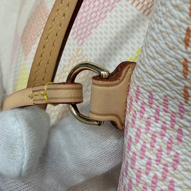 LV N40668 Neverfull MM 白色格紋 托特購物包 肩背包-26