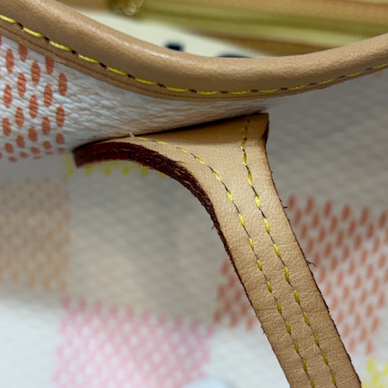 LV N40668 Neverfull MM 白色格紋 托特購物包 肩背包-29