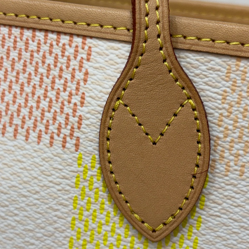LV N40668 Neverfull MM 白色格紋 托特購物包 肩背包-30
