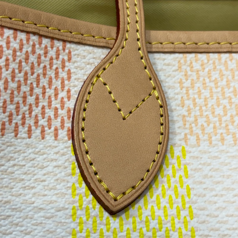 LV N40668 Neverfull MM 白色格紋 托特購物包 肩背包-32