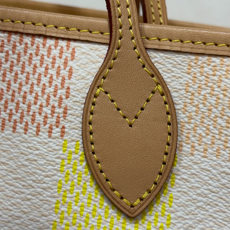 LV N40668 Neverfull MM 白色格紋 托特購物包 肩背包-34