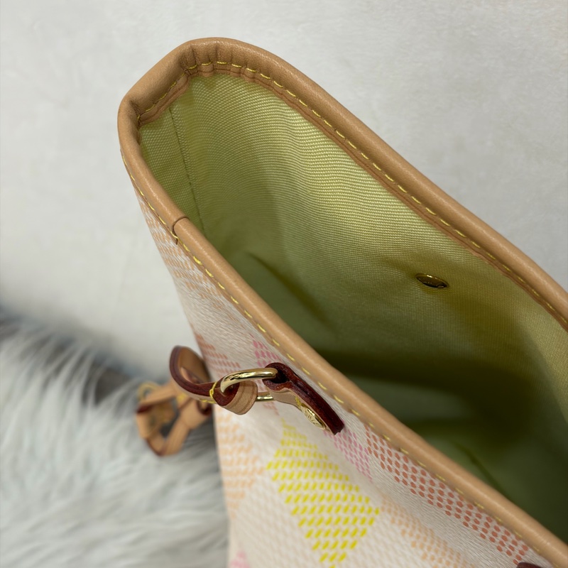 LV N40668 Neverfull MM 白色格紋 托特購物包 肩背包-54