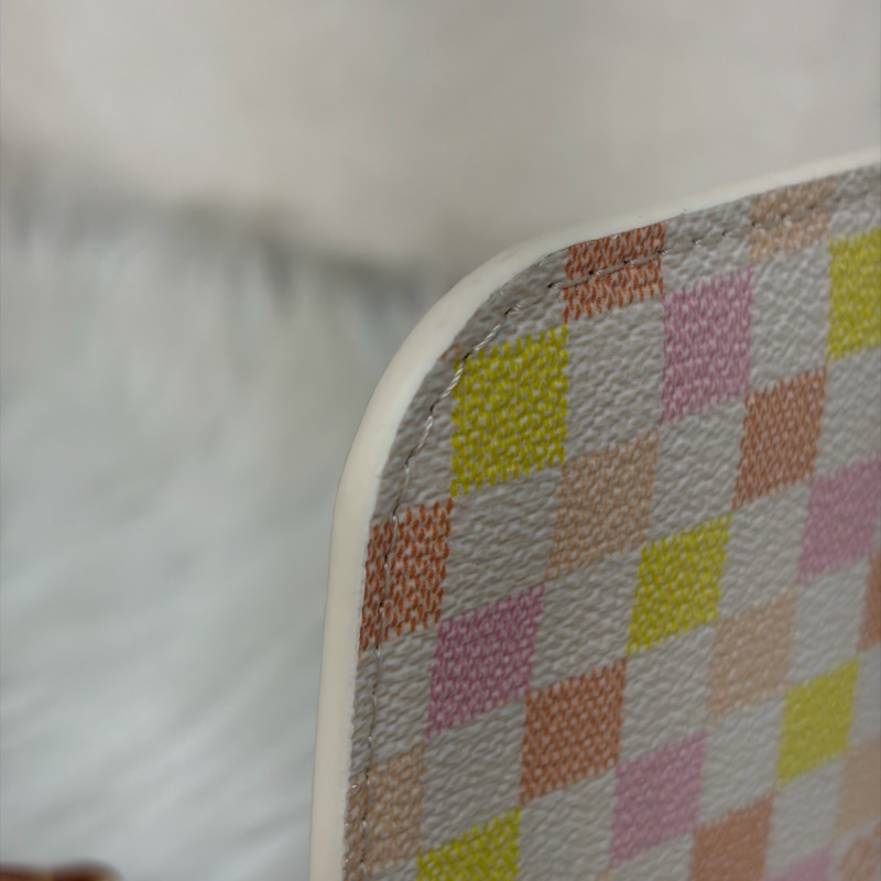 LV N40668 Neverfull MM 白色格紋 托特購物包 肩背包-60