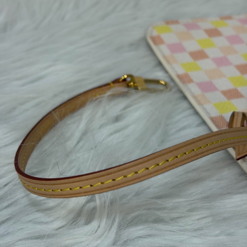 LV N40668 Neverfull MM 白色格紋 托特購物包 肩背包-63