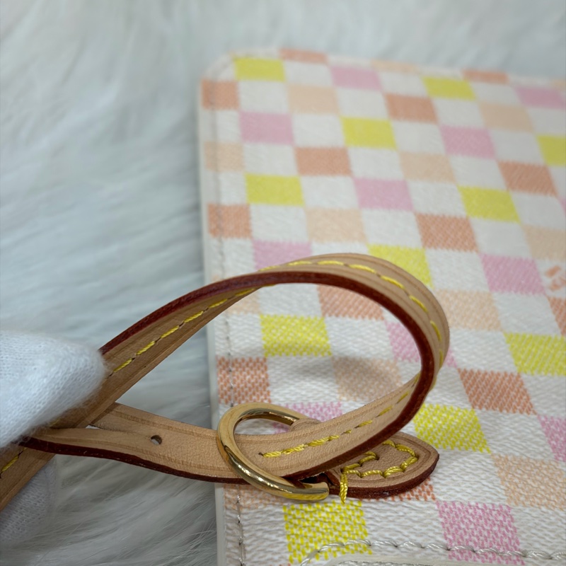 LV N40668 Neverfull MM 白色格紋 托特購物包 肩背包-64