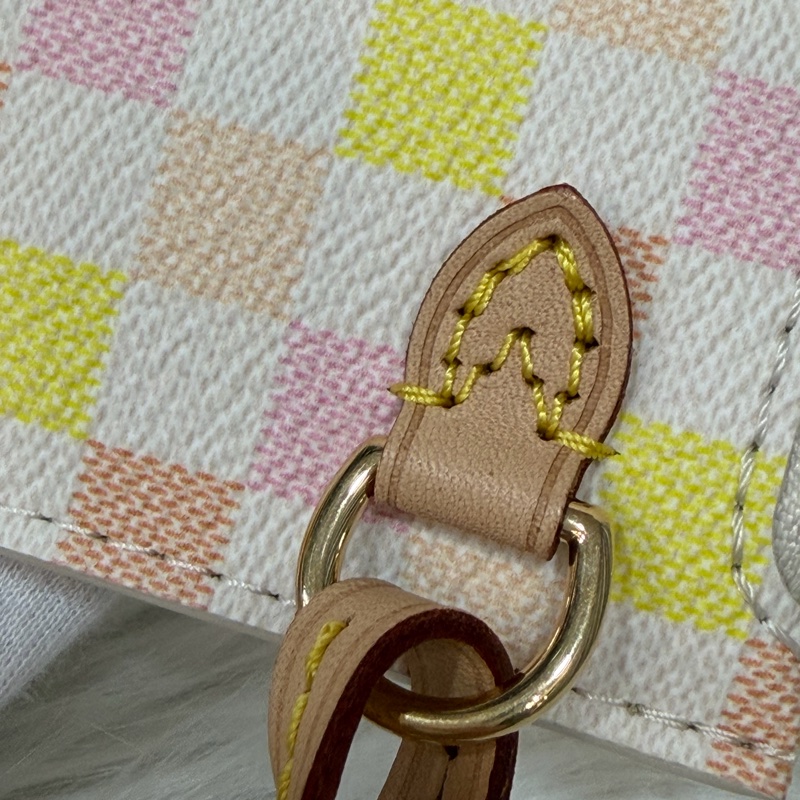 LV N40668 Neverfull MM 白色格紋 托特購物包 肩背包-67