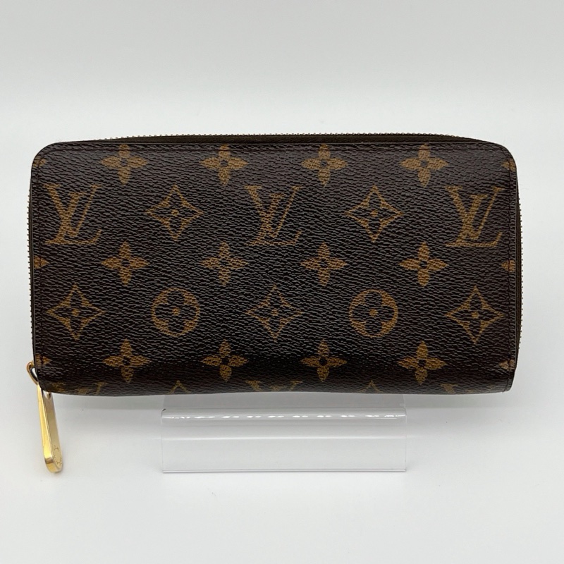 「JL精品代購」LV棕色老花拉鏈長錢包-0