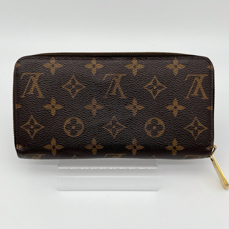「JL精品代購」LV棕色老花拉鏈長錢包-2