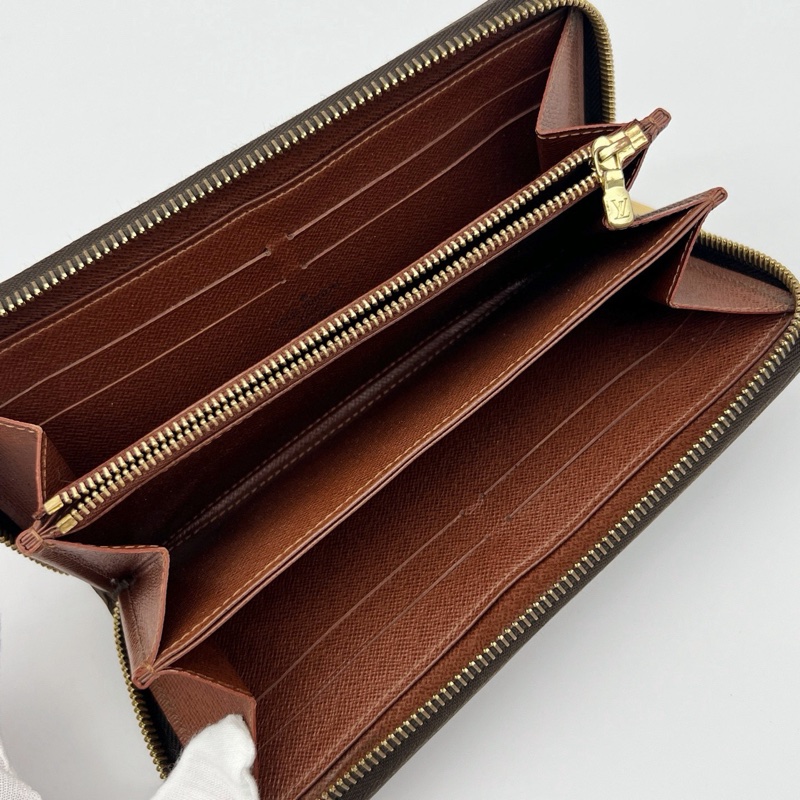 「JL精品代購」LV棕色老花拉鏈長錢包-8