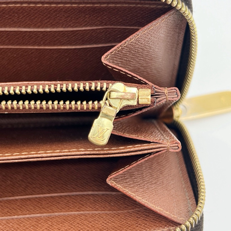 「JL精品代購」LV棕色老花拉鏈長錢包-9