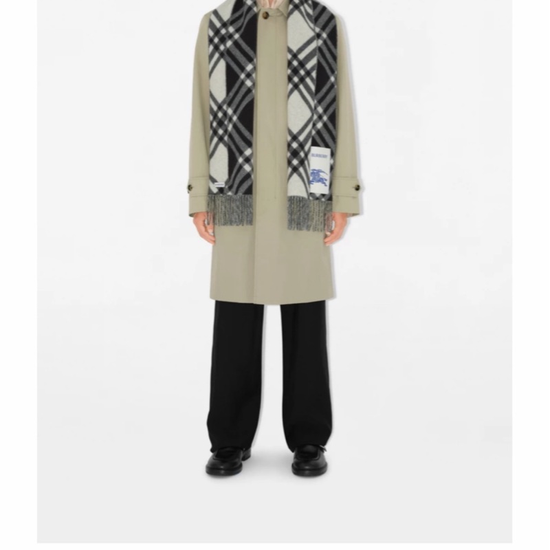 Burberry 男女同款 格紋羊絨圍巾均碼碼168cm*30cm-1