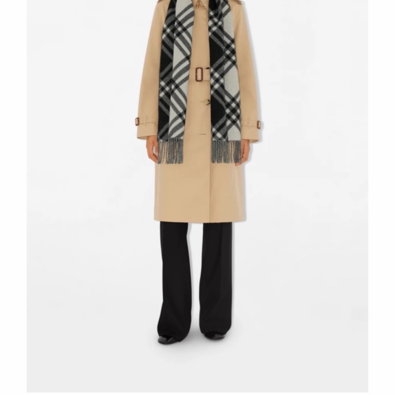 Burberry 男女同款 格紋羊絨圍巾均碼碼168cm*30cm-2