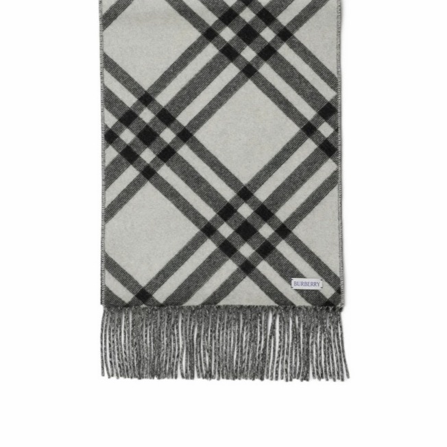 Burberry 男女同款 格紋羊絨圍巾均碼碼168cm*30cm-4