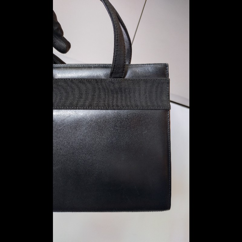 Ferragamo 經典金釦黑皮革手提包-7