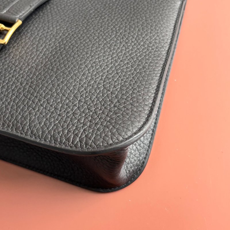 HALZAN 25 櫃上停產很久！::HERMES 愛馬仕:: K刻MINI HALZAN金棕色銀釦斜背肩背包-8