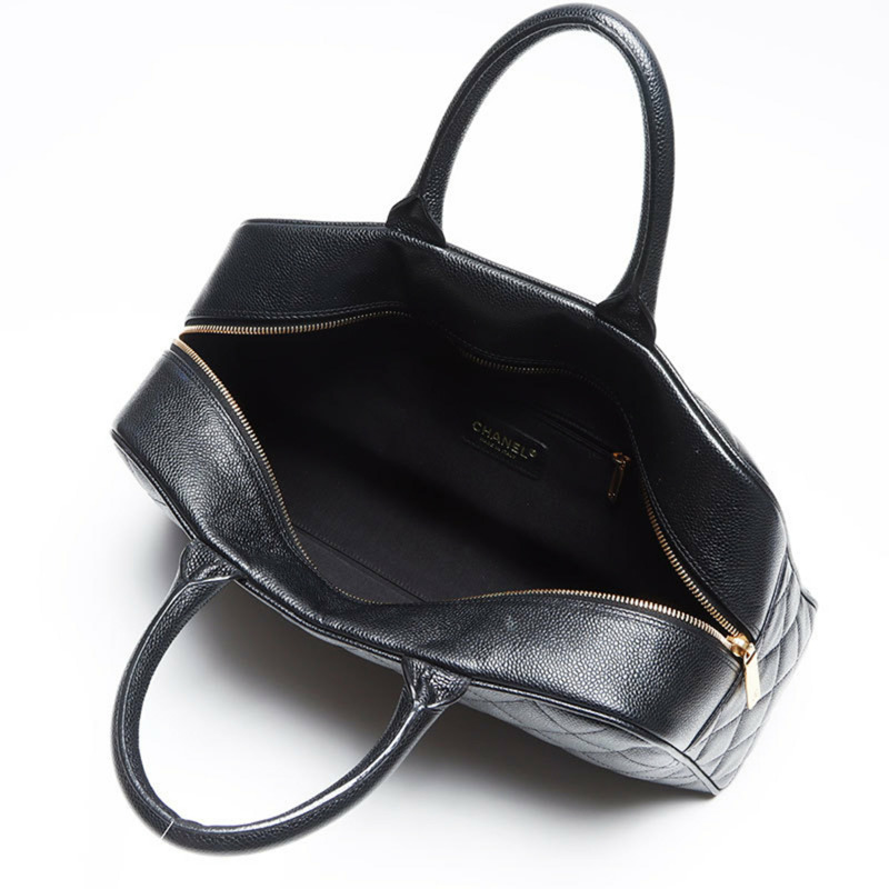 香奈兒魚子醬皮 Coco Mark 波士頓包 黑色 WS13509-11