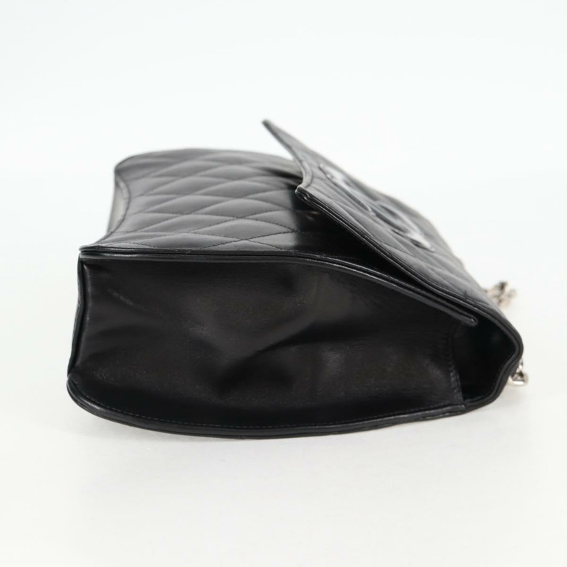 【日本直送】香奈兒鏈條手提包，羊皮材質，黑色，銀色雙C標誌，正品編號138566V-3