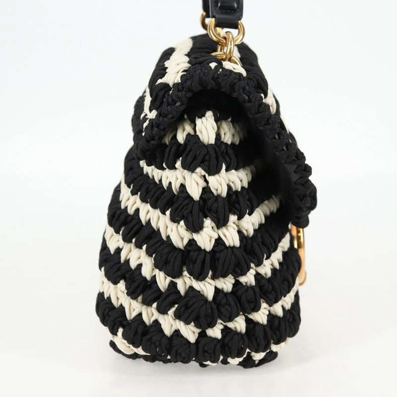 【日本直送】Salvatore Ferragamo Margot Gancini 手提包，聚酯纖維材質，兩用，白色/黑色，正品，貨號 yk19192SAV-3