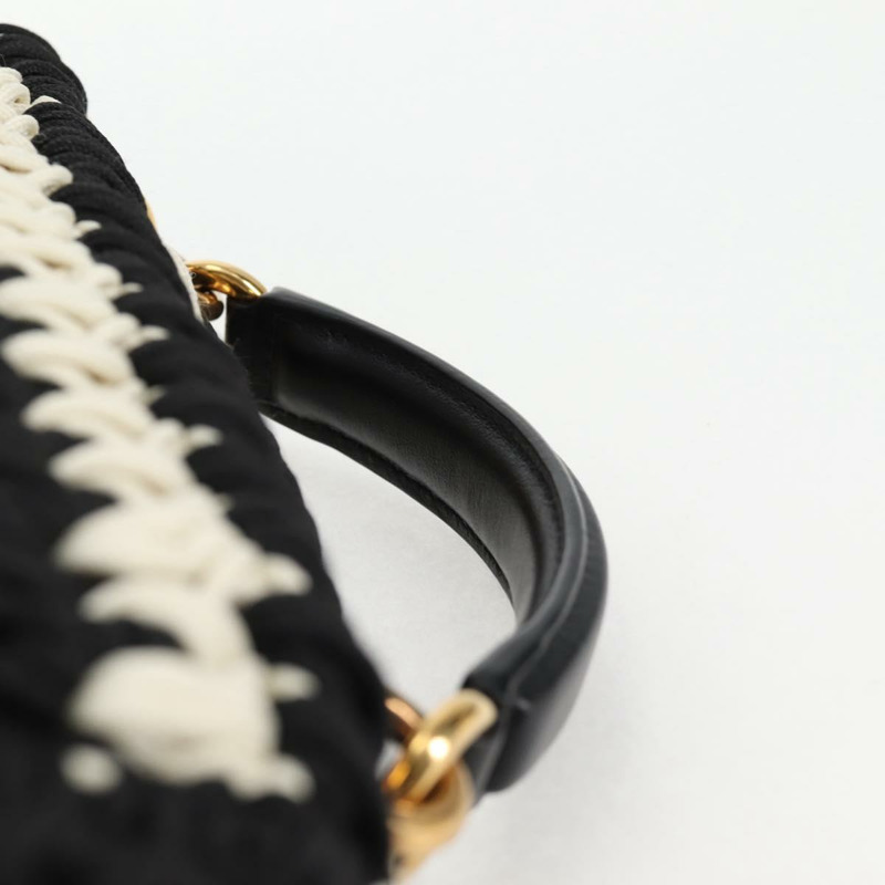 【日本直送】Salvatore Ferragamo Margot Gancini 手提包，聚酯纖維材質，兩用，白色/黑色，正品，貨號 yk19192SAV-6