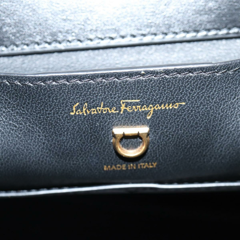 【日本直送】Salvatore Ferragamo Margot Gancini 手提包，聚酯纖維材質，兩用，白色/黑色，正品，貨號 yk19192SAV-18