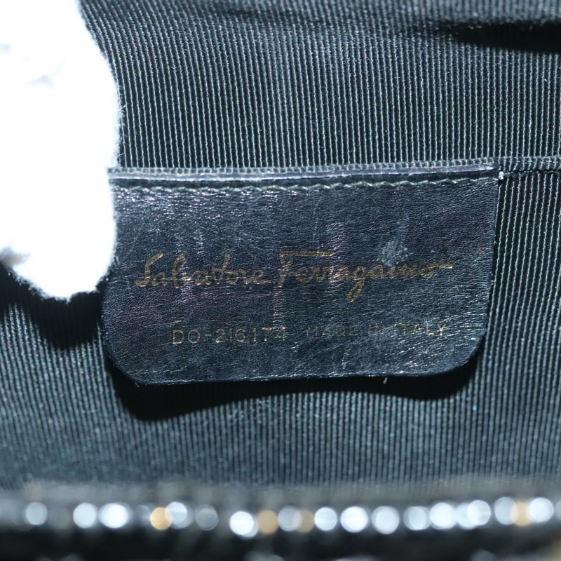 【日本直送】Salvatore Ferragamo Gancini 手提包 藤編 黑色 金色 正品 138876V-11